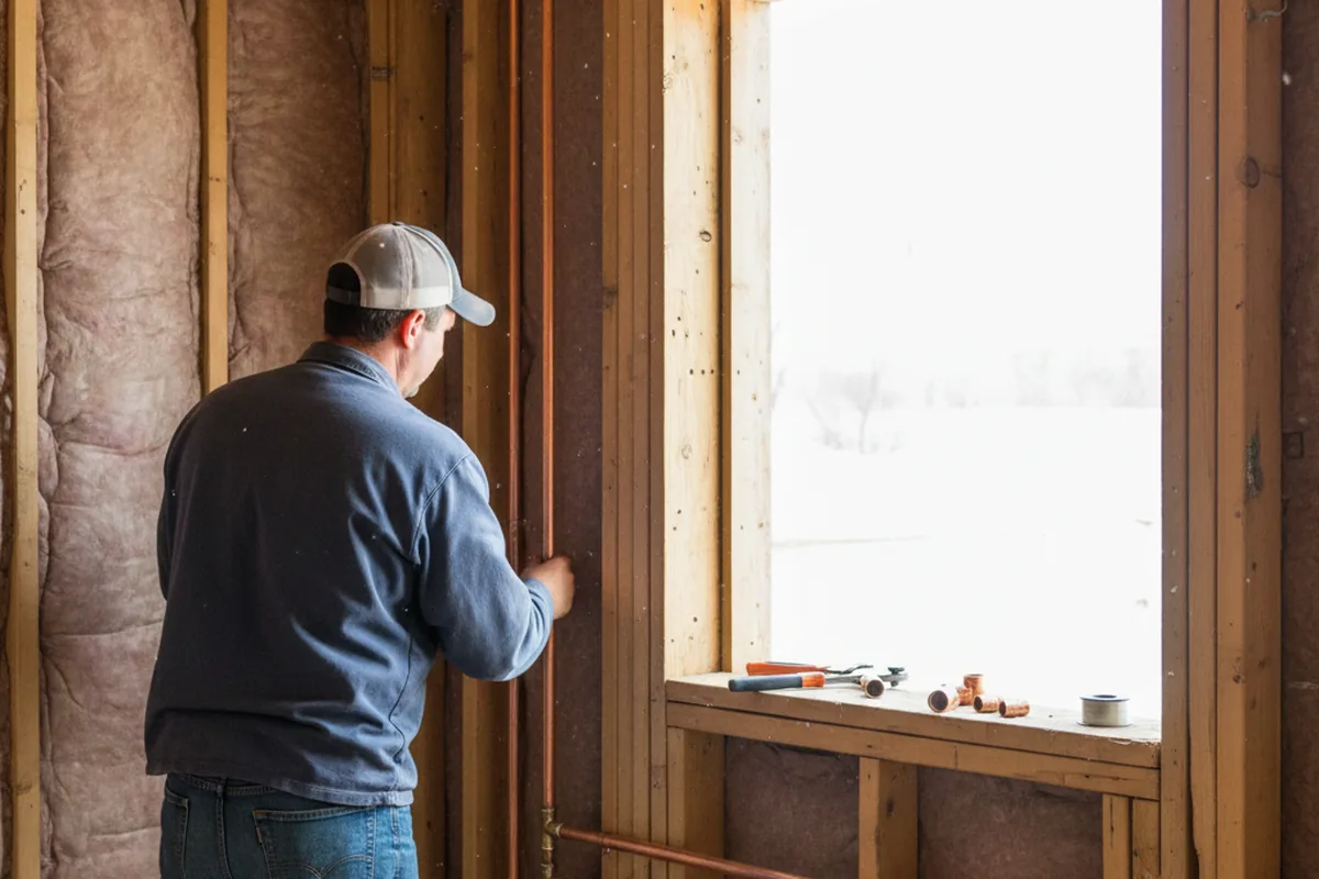 Licensed plumber running new copper supply lines in a Cokeville home